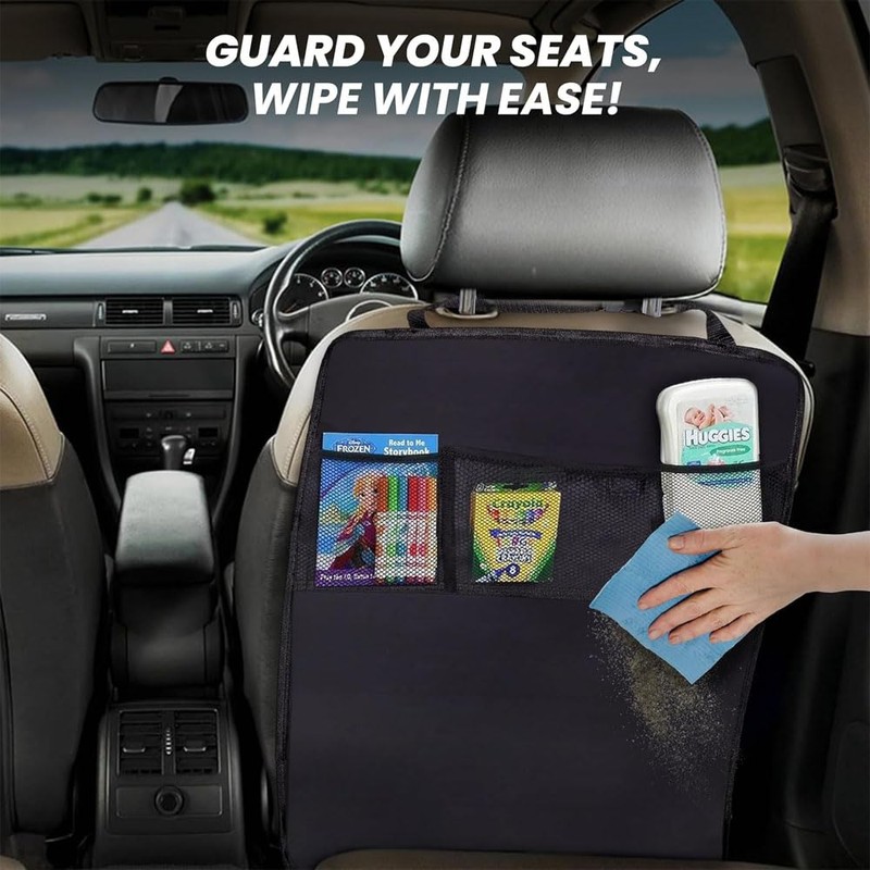 2Pack Waterproof Back Seat Cover for Kids, Durable Kick Mats