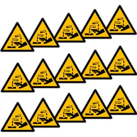 Becral - Corrosive substance sticker/triangle sign W023, ASR A1.3, DIN EN ISO 7010 polyester yellow black (40 mm – 15 pieces)