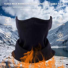 Unbranded Winter Fleece Neck Warmer Gaiter Unisex Face Mask Covering Lined Warm Scarf Wrap