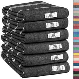 EPHESUS TOWELS Hand Towels - Set of 2 | 18" x 30" - Decorative Turkish Hand Towel for Bathroom, Kitchen, Guest, Face, Hair, Tea, Dishcloth (Sultan, Pack of 6, Black)