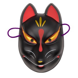 Party City Japanese-Style Folk Art Mask, Fox, Black
