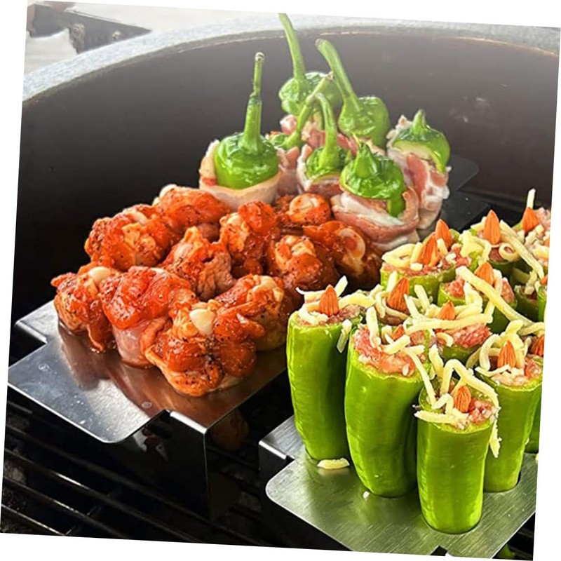LALAFINA 2pcs Stainless Steel Grill Rack for Bbq Pepper Cooking