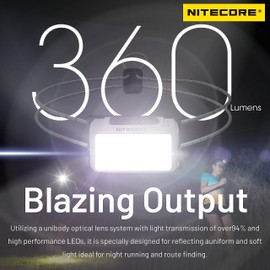 Nitecore NU21 360 Lumen Ultra Lightweight Outdoor Headlamp Dual Beam USB-C Rechargeable Headlight Tag (Yellow)