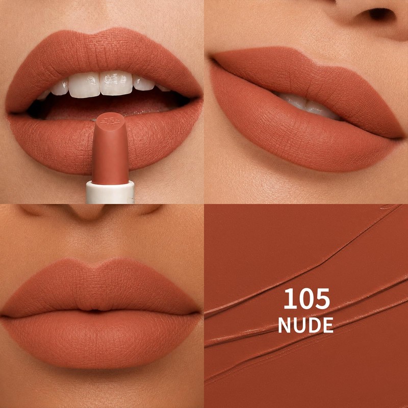 Matte Lipstick – Hydrating, Non-Drying, Full Coverage Nude 105