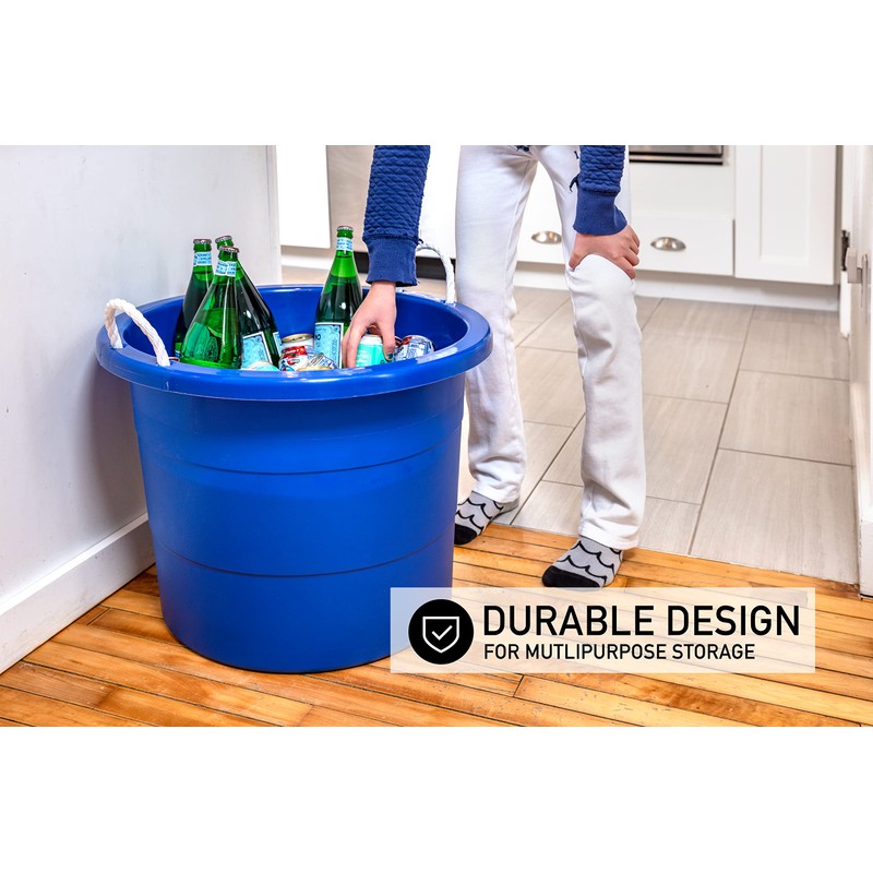 United Solutions Easy-Access Storage Rope Handle Tub, 19 Gallon, Blue,