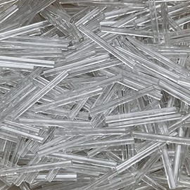 Czech Glass Bugle Beads 25mm (1 inch) Crystal Clear