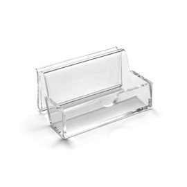 OSCO Clear Acrylic Name Card Holder | 12 Pack | Business Card Stand | Additional Rear Slot | Display | Desk or Showroom | H4.8 x W10 x D6.1 cm |