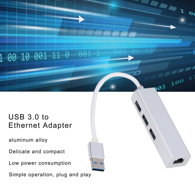 USB 3.0 to Ethernet Adapter 4 in 1 Multiport Multifunction