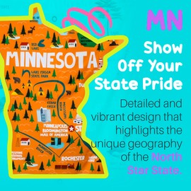 Birdy Boutique Minnesota Map Tapestry – 60” x 59” Educational Wall Hanging – State Landmarks & Fun Facts – Lightweight Classroom Decor for Kids & Homeschool