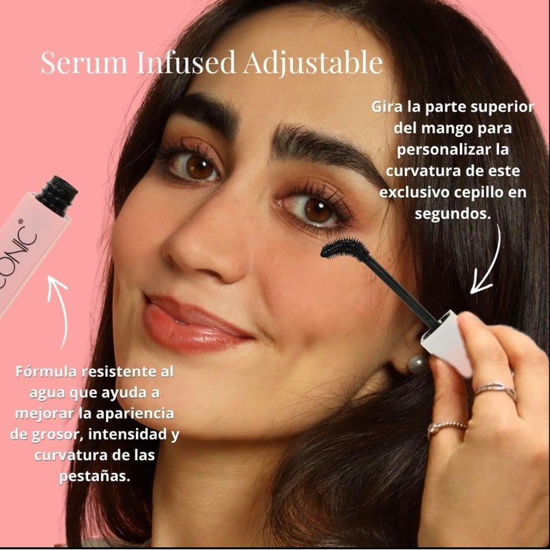 Lift Iconic Máscara Waterproof- Serum Infused- Con Cepillo Ajustable, Efecto