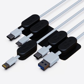 Magnetic Cable Clips [5-Pack] – Chargeworx Cord Organizer for Desk, Nightstand, Car, Wall – Strong Adhesive Wire Holder for USB-C, Lightning, Micro-USB – Tangle-Free, Snap-On, Easy Cable Management