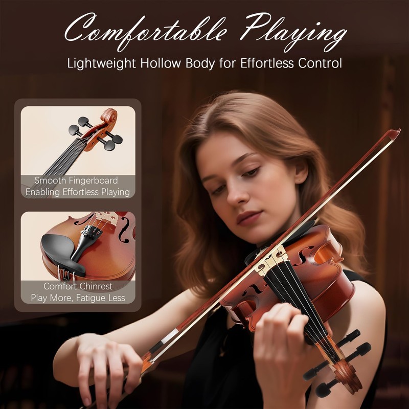 4/4 Full Size Beginner Violin, Acoustic Fiddle Set for Adults,