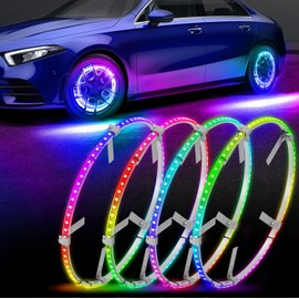 Uemicip 15.5inch Wheel Lights for Truck Single Row Dancing/Chasing Color Wheel Ring Light, Wheel Rim Lights with APP & Remote Control Music Simultaneously Fit for Truck Pickup Car