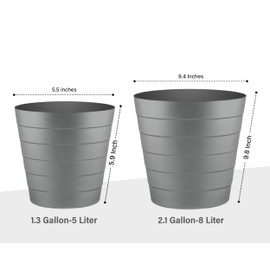 Zuvo Plastic Paper Bin 5L - Shatter-Proof Waste Basket for Office Desk & Bedroom Bin - Ideal Paper Bin with Wave Design - Grey