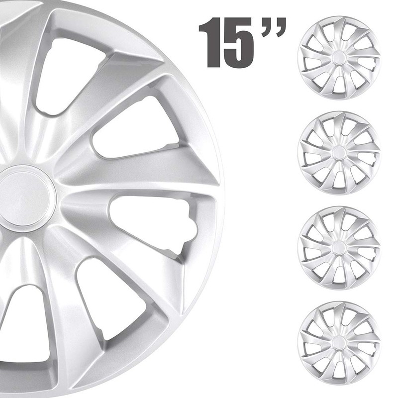 ECCPP 4PC Set 15 inch Silver Hubcap Wheel Cover OEM