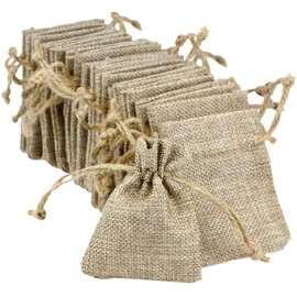 FiveSeasonStuff Burlap Bags with Drawstring, Hessian Jute Wedding Favours Gift Bags, Jewellery Birthday Party Baby Shower Arts & Crafts Candy DIY Pouches (7cm x 9cm) Small — Pack of 30