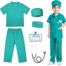 RioRand Doctor Costume for Kids, Toddler Nurse Scrubs with Accessories Christmas Dress Up Cosplay For Boys Girls 3-11 Years