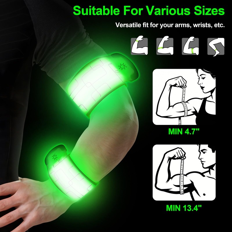 LED Armband Rechargeable, 2Pcs High Visibility Running Gear for Night