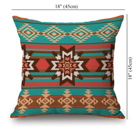 Mexican Throw Pillow Covers, Abstract Vibrant Vintage Motif Gradient Blurred Lines Ecuador Crafts Cushion Case for Sofa Couch 18 x 18 Inch
