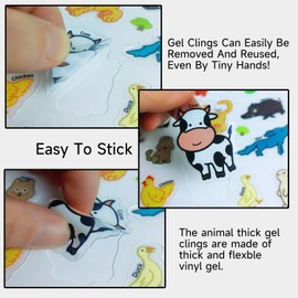 SYTHAK 34pcs Window Clings Stickers,Jungle Animals Gel Clings Decals for Kids Toddlers and Adults Classroom (Animal)