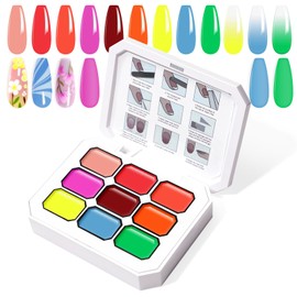 U-Shinein Gradient Painting Gel, 9 Colors Ombre Gel Nail Polish Sponging for Ombre Nails Aura Nails French Manicure Long-lasting Home Salon DIY Nail Art Fluorescent