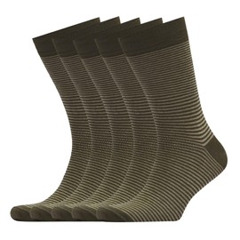 VRD SOCKS Mens Dress Socks, Bamboo Socks for Men, Striped Design, Shoe Size 8-13 (Green Khaki, 5-Pairs)