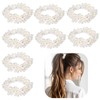 Pearl Hair Tie,8 Pcs White Elastic HairScrunchies for Women Thick