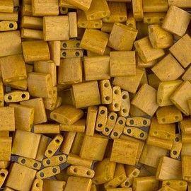 50 Grams Miyuki Tila Bead 5x5mm Matte Opaque Mustard Glass Bulk Bag TL2312-50