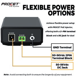 Procet Gigabit PoE++ Injector 90W, IEEE802.3 af/at/bt Compliant 10/100/1000Mbps Industrial PoE Adapter with Wide Temp -40°F to 149°F, 6KV Surge Protection, 50-5V DC Jack/ 2PIN Input, PT-PSE109GBRO-D