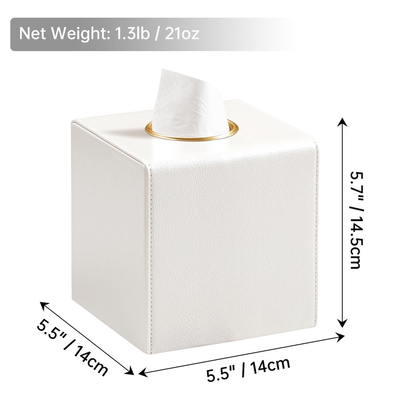 MEIBOOCH Square Tissue Box Cover, Luxury PU Leather Tissue Holder