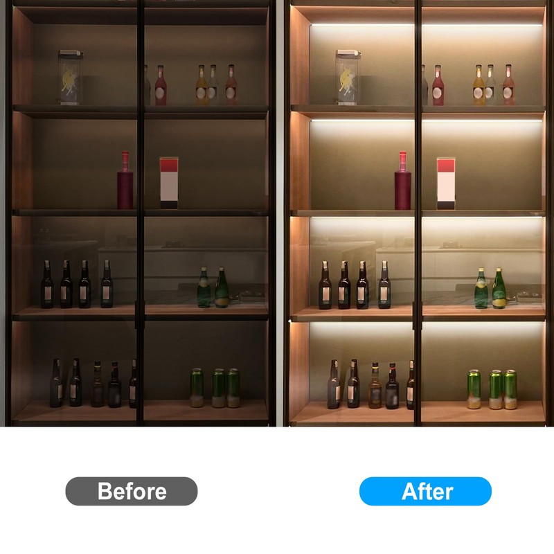 JUSJUBR LED Lights for Shelves, 6 PCS 20 Inch Dimmable