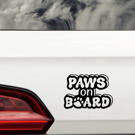 Hatcherabilia Paws On Board Pet Funny Car Stickers - Cat Stickers - Campervan Decals - Motorhome Stickers - Bumper Stickers - Cute Stickers - Dog Car Stickers and Decals (Black)