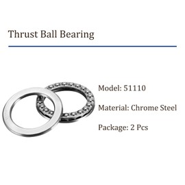 Kozelo 2pcs 51110 Thrust Ball Bearing - [50mm x 70mm x 14mm] Chrome Steel Miniature Thrust Bearing with Washer for Machine Tool Use