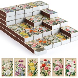 FuWeave 60 Pcs Spring Flower Blank Matches Containers 2.24 x 1.42 x 0.59 Inches Floral Match Holder Baby Shower Tea Party Favor for Guests Decorative Match Storage Boxes(Spring)