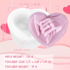 Hand in Hand Soap Molds Heart Silicone Resin Mould for DIY Valentine's Day Homemade Soap Candle Making Polymer Clay Craft Plaster