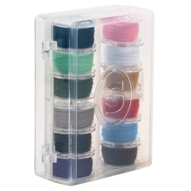 SINGER 21495 Class 15 Threaded Bobbins, Transparent, Assorted Colors, 12-Count