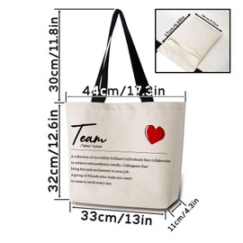 ZhuVantrix Inspiring Definition Team Tote Bag Reusable Grocery Bags Aesthetic Shopping Shoulder Handbag with Interior Zipper Pocket Stylish Team Present for Teammates Women