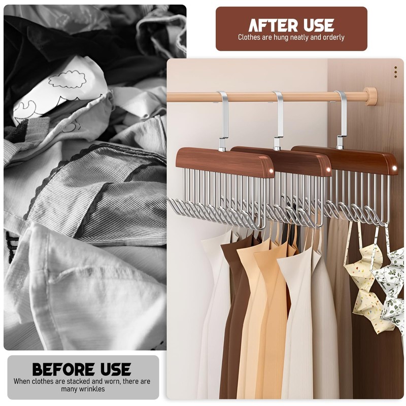 Multifunctional Clothes Rack with 8 Hooks, 2 Pack Space Saving