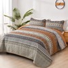 WONGS BEDDING Boho Queen Quilt Set, Brown and Grey Bohemian