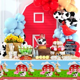 Farm Animal Tablecloth,3pcs Barnyard Theme Tablecloths Set - Farm Animal Party Tablecloth,Farm Tablecloth & Farm Animals Tablecover, for Farm Party Decorations & Farm Birthday Decorations Supplies