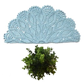 BOMHCS Vintage Crochet Tablecloth Lace Doilies Handmade Knit Coasters Elegant Wedding Party Vase Decor Placemats (Light Blue, 19.6 in to 21.6 in,Set of 1 PC)