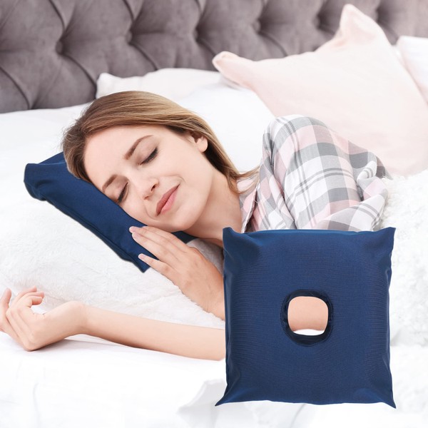 Fanwer Ear Piering Pillow with Silk Cooling Pillowcase - Ear Pillows with Holes for Ear Pain - Donut Pillow for Side Sleepers, CNH, Tinnitus, Presure Sore Relief Sleeping Pillow