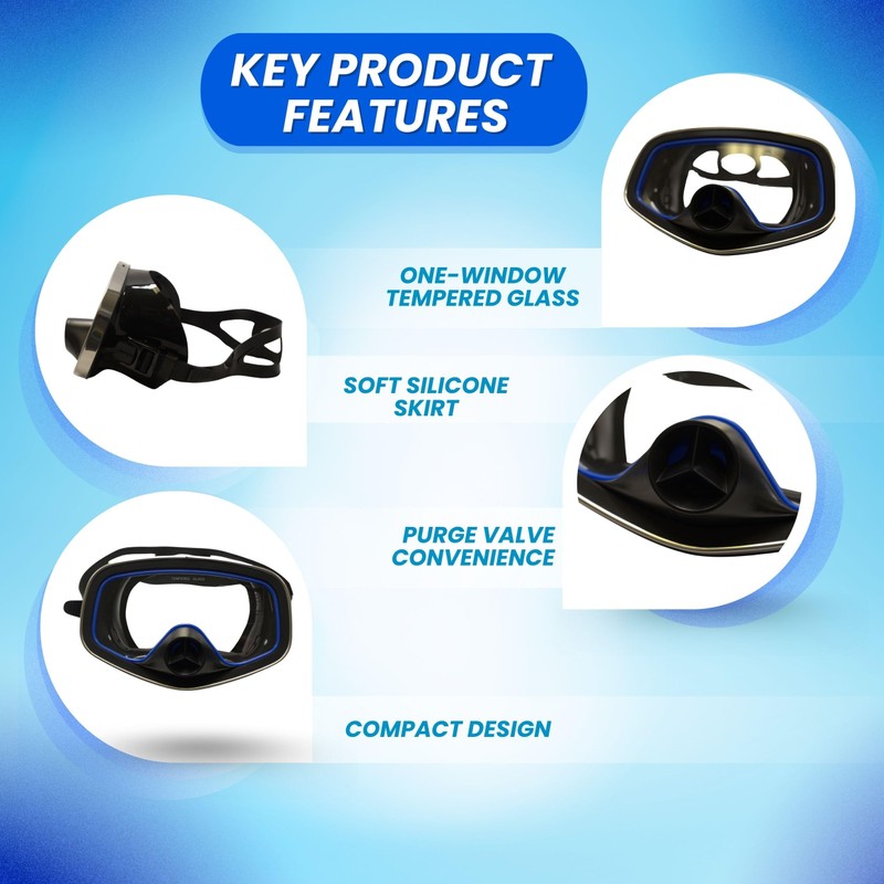 Scuba Choice Scuba Diving Classic Free Dive One-Window Silicone Purged