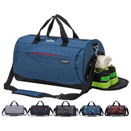 Sports Gym Bag with Shoes Compartment and Wet Pocket, Travel Duffle Bag for Men and Women (Diamond-Blue)