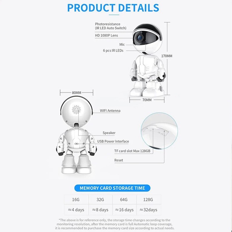 Indoor Security Camera Multifunction HD 1080P Motion Detection Alarm 2