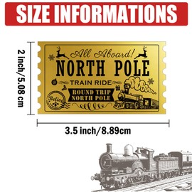 Christmas Gold Foil Believe Train Ticket Stickers Golden North Pole Train Stickers 25Pcs Adhesive Stamp Stickers for Christmas Day Party Kids Supplies