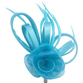 Topkids Accessories Mini Fascinator Hair Clips Small Fascinators Fascinator Flower Hair Clip Wedding Clip Royal Ascot Hat Wedding Corsage On Clip & Brooch Pin For Women, Ladies, Girls (Aqua)
