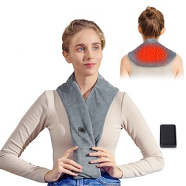 Remo Neck Heating Pad, Portable Cordless Heating Pad for Neck Pain Electric, Compact Soft with Four Heat Settings,Gift for Family,Grey