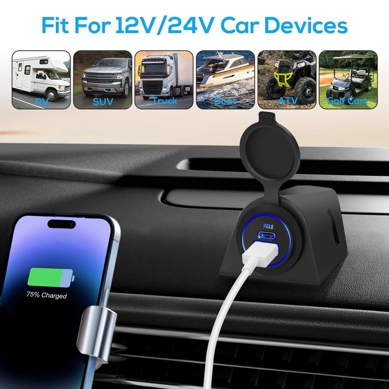 Linkstyle USB Socket Tent Panel, Car Charger Socket with USB