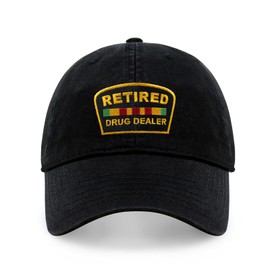 CHOK.LIDS Retired Drug Dealer Hat Dad Hat Cotton Baseball Cap Polo Style Low Profile PC101 (PC101 Black)